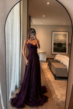 Special A Line Sweetheart Pleated Chiffon Pink Sleeveless Feathers Long Prom Dresses Inspo Prom Gown
