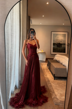 Special A Line Sweetheart Pleated Chiffon Pink Sleeveless Feathers Long Prom Dresses Inspo Prom Gown