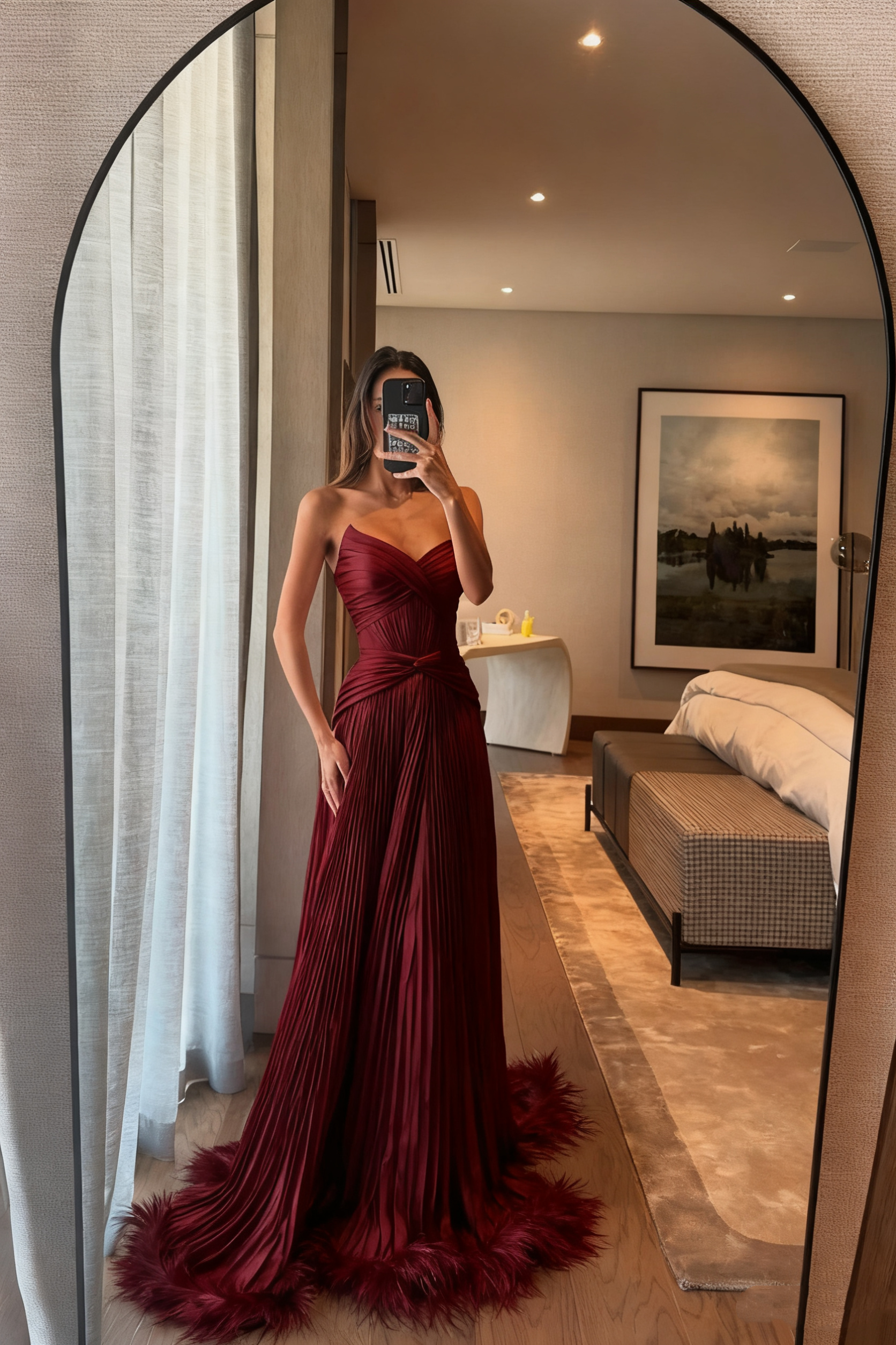 Special A Line Sweetheart Pleated Chiffon Pink Sleeveless Feathers Long Prom Dresses Inspo Prom Gown