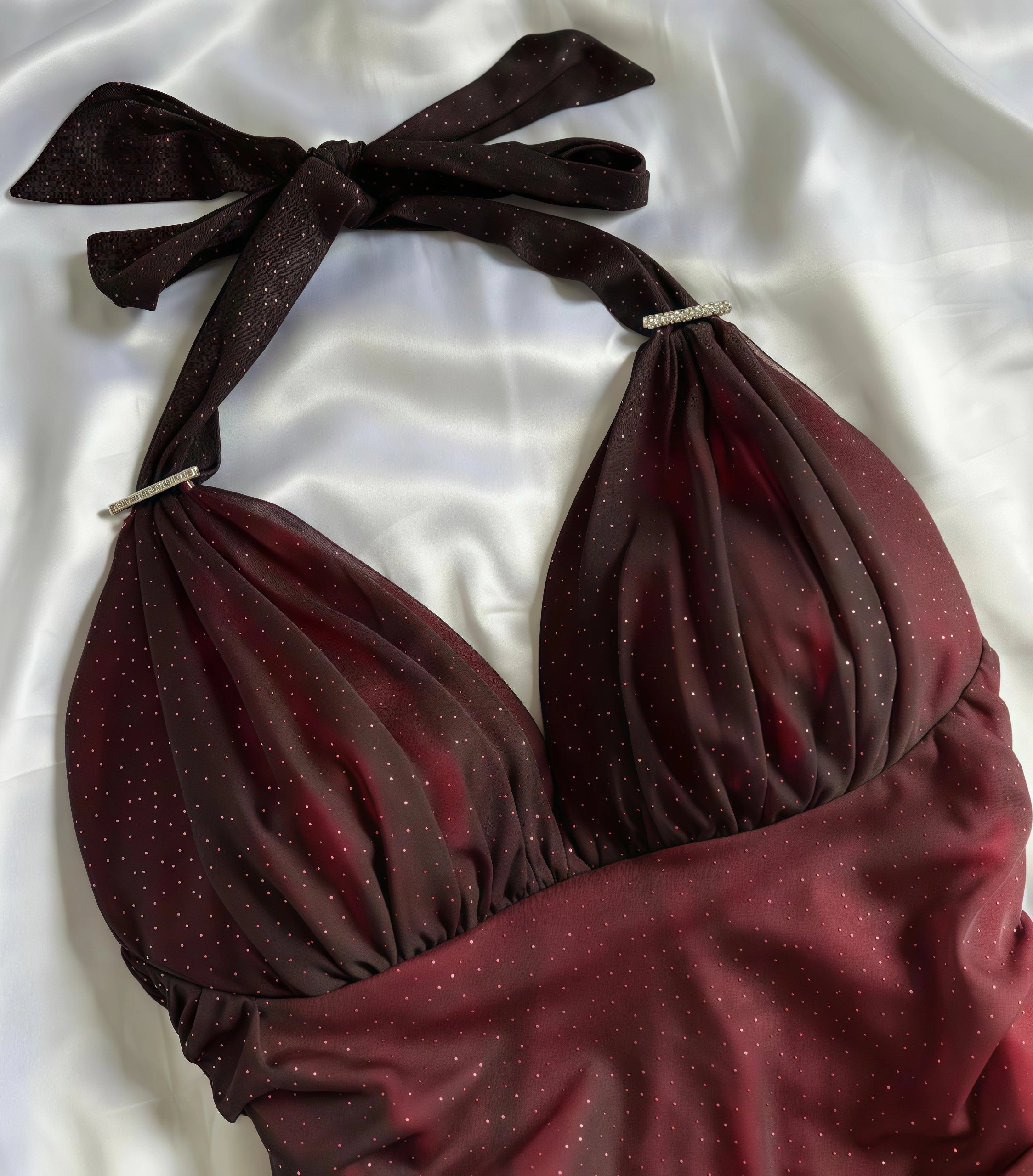 Special Gradient Color Burgundy Prom Dress, Tie Halter Date/Birthday Party Dress