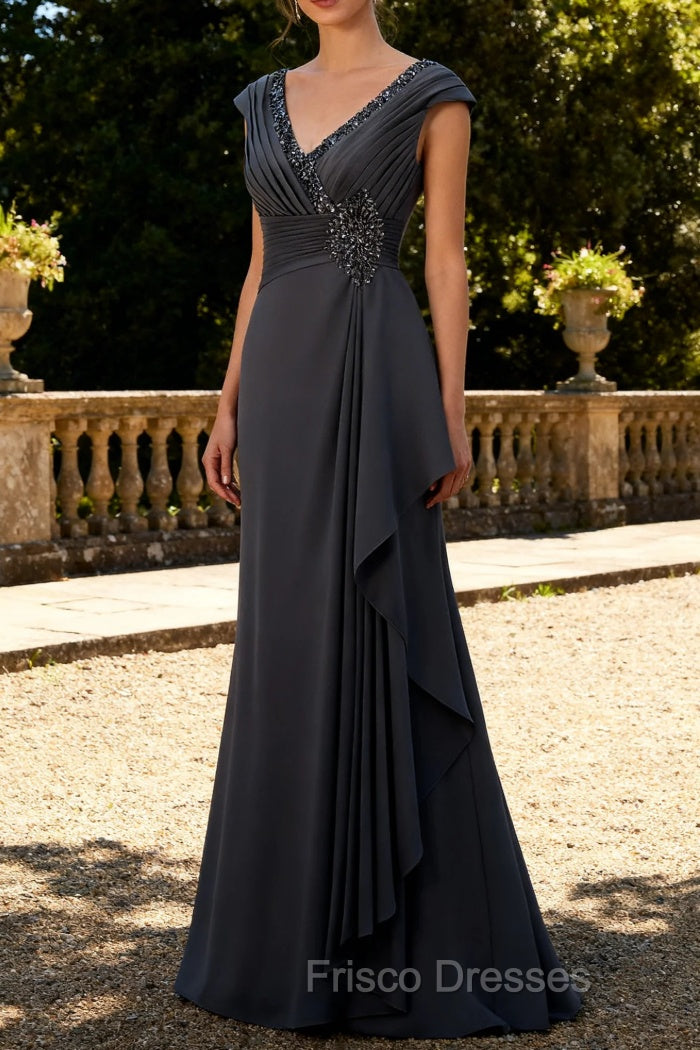 Steel Grey Mermaid Ruffle Chiffon Mother of The Bride Dress