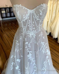 Strapless A Line Wedding Dresses,Custom Made Bridal Dress