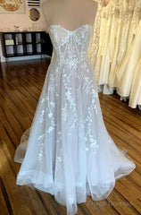 Strapless A Line Wedding Dresses,Custom Made Bridal Dress