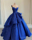 Strapless Ball Gown Ruffles Satin Dress Lace Beaded