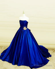 Strapless Ball Gown Satin Dresses Ruffles
