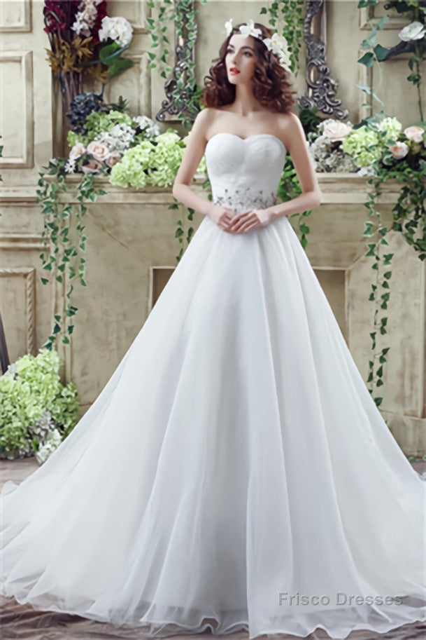 Strapless Beading Train Wedding Dresses With Crystals Main image