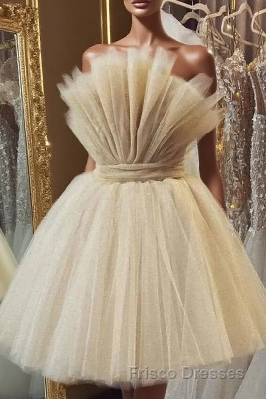 Strapless Beige A Line Short Homecoming Dress Main image