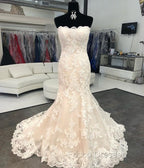 Strapless Bodice Corset Mermaid Lace Wedding Dress For Bride