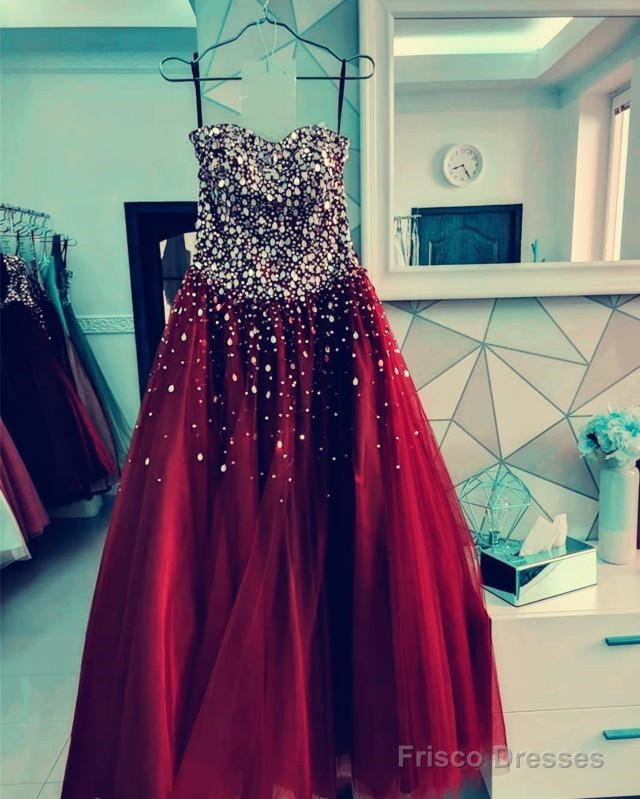 Strapless Bodice Corset Tulle Ball Gowns Prom Dresses Sequin Beaded Secondary image