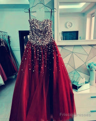 Strapless Bodice Corset Tulle Ball Gowns Prom Dresses Sequin Beaded