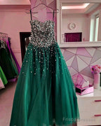 Strapless Bodice Corset Tulle Ball Gowns Prom Dresses Sequin Beaded