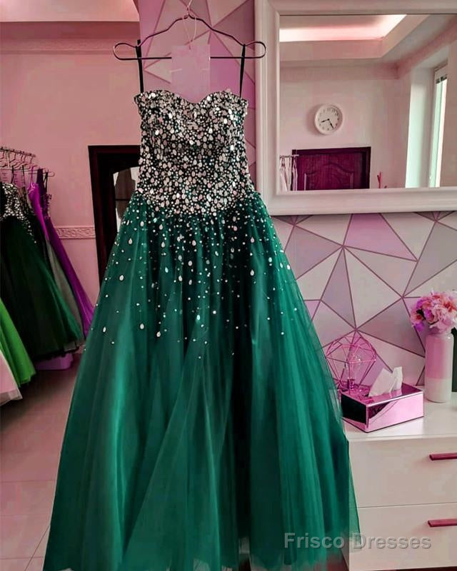 Strapless Bodice Corset Tulle Ball Gowns Prom Dresses Sequin Beaded