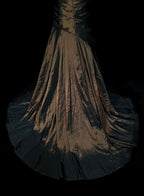 Strapless Brown Vintage Evening Dresses, Sleeveless Long Party Gowns