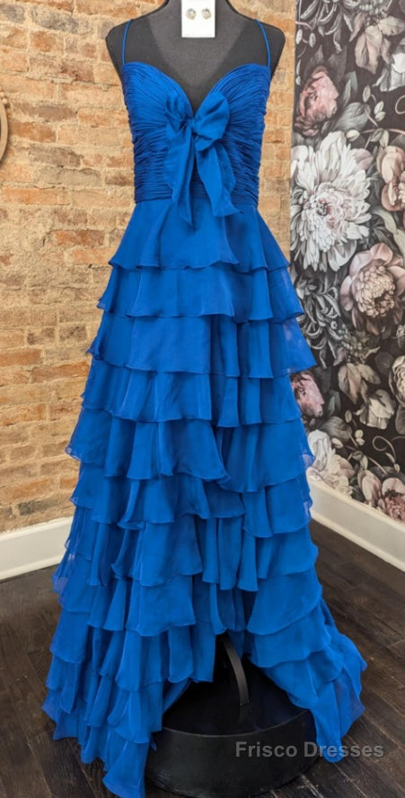 Strapless Chiffon Ruffle Long Prom Dress with Bow on Bodice Main image