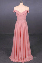 Strapless Floor Length Chiffon Pink Formal Prom Simple A Line Bridesmaid Dress