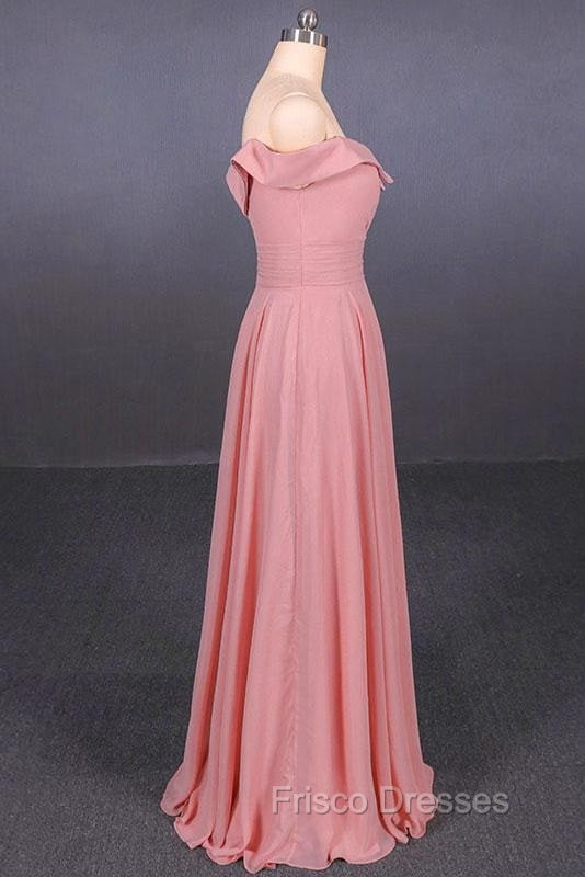 Strapless Floor Length Chiffon Pink Formal Prom Simple A Line Bridesmaid Dress