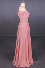 Strapless Floor Length Chiffon Pink Formal Prom Simple A Line Bridesmaid Dress