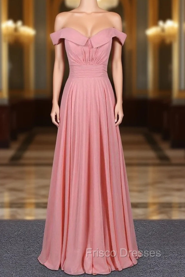 Strapless Floor Length Chiffon Pink Formal Prom Simple A Line Bridesmaid Dress Main image