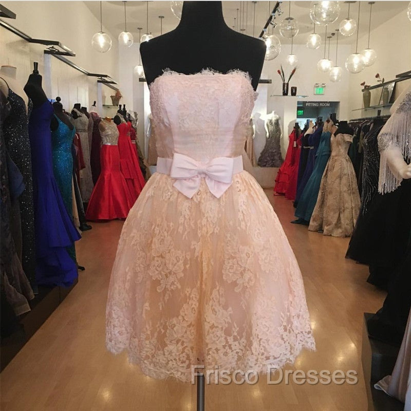 Strapless Lace Homecoming Dress Short Formal Prom Gown