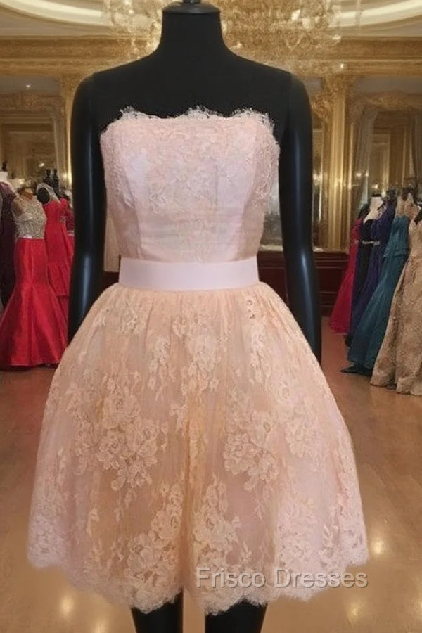 Strapless Lace Homecoming Dress Short Formal Prom Gown Main image