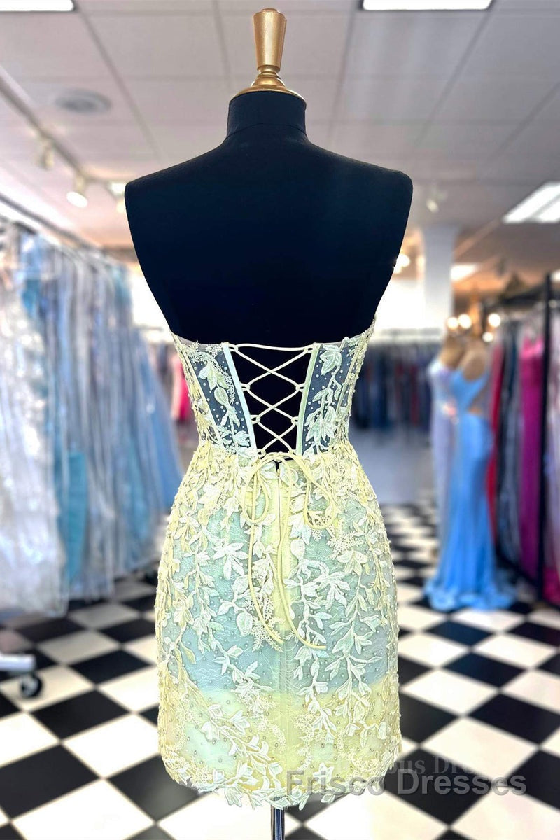 Strapless Lavender Lace Tulip Mini Dresses