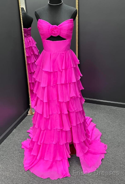 Strapless Long Prom Dresses with Keyhole and Ruffle Skirt Main image