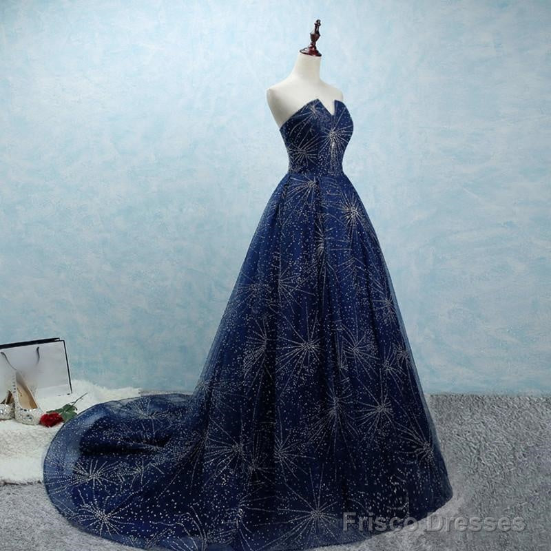 Strapless Long Tulle Ball Gowns Evening Dresses With Sequins Secondary image