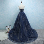 Strapless Long Tulle Ball Gowns Evening Dresses With Sequins