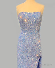 Strapless Mermaid Light Blue Sequin Dress