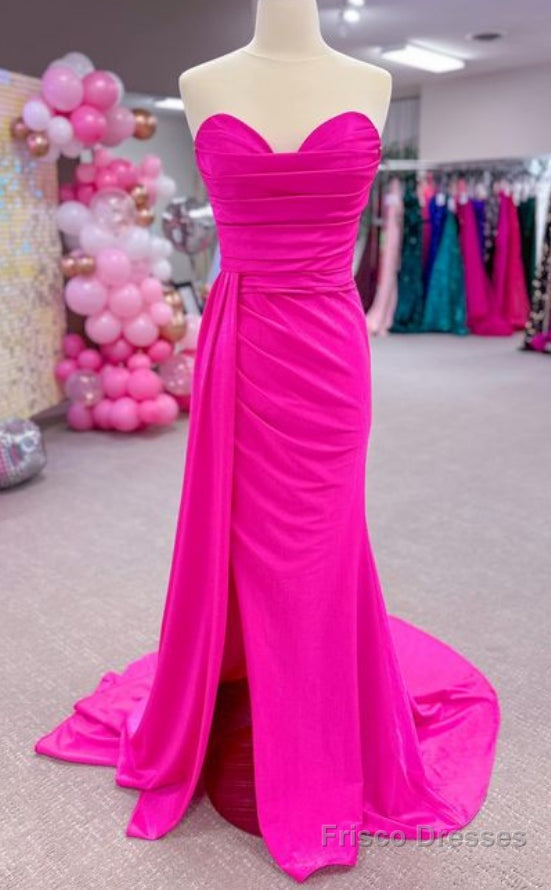 Strapless Mermaid Long Prom Dress with Skirt Slit Main image