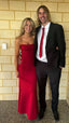 Strapless Red Mermaid Long Prom Dresses,