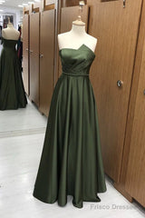 Strapless Satin Floor Length Bridesmaid Dresses
