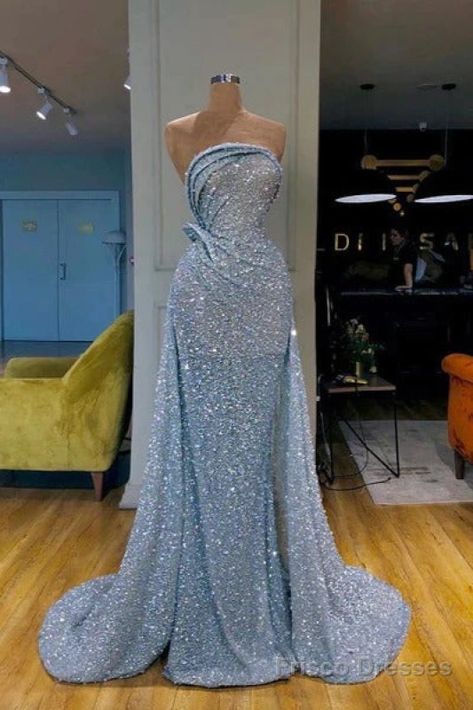 Strapless Sequined Floor Length Prom Dress with Ruffles Main image