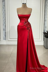 Strapless Sexy Red Mermaid Prom Dress