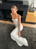 Strapless Sheath White Long Prom Dress
