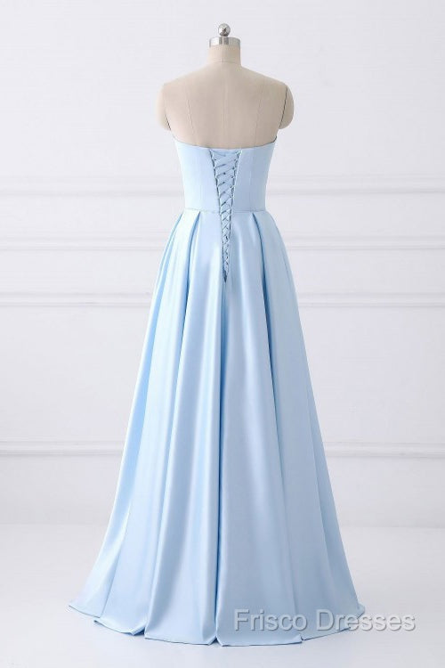 Strapless Stain Formal Prom Dress With Pockets