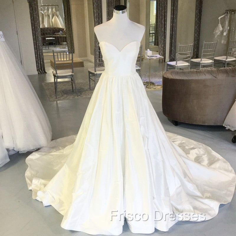 Strapless Sweetheart Chapel Train Taffeta Wedding Dress Ball Gowns