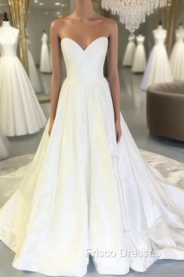 Strapless Sweetheart Chapel Train Taffeta Wedding Dress Ball Gowns Main image