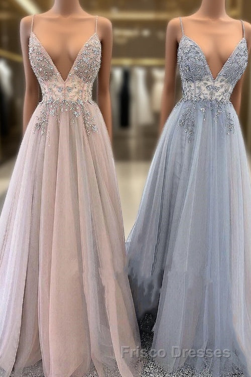 Straps A-Line Beading Rose Wood Formal Prom Dress with Crystal