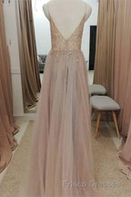 Straps A-Line Beading Rose Wood Formal Prom Dress with Crystal