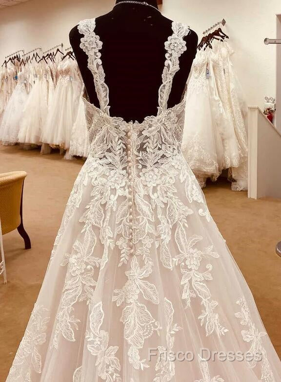 Straps A-Line Lace Wedding Dress Secondary image
