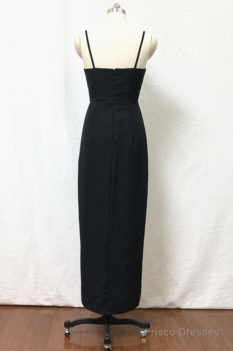 Straps Black Sheath Tea Length Bridesmaid Dress Secondary image
