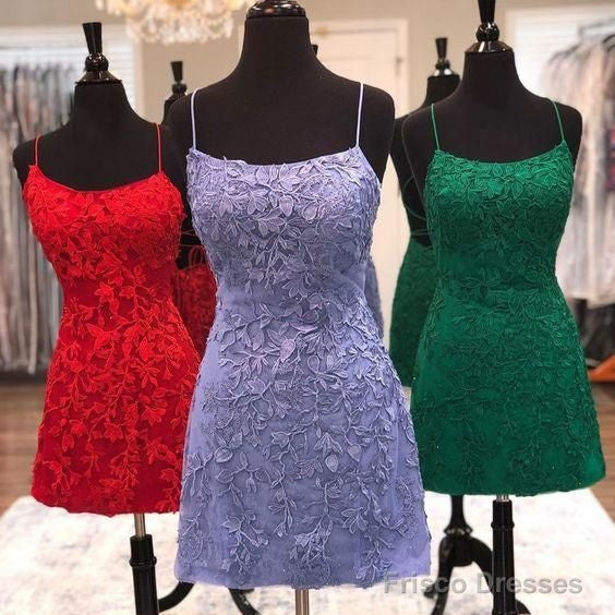 Straps Lace Short Tight Homecoming Dresses