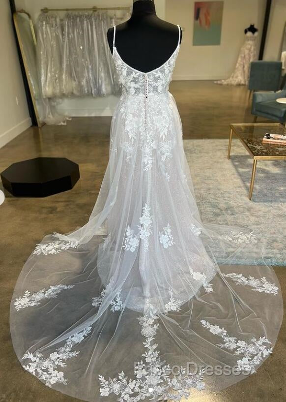 Straps Open Back A-Line Tulle/Lace Wedding Dress Secondary image