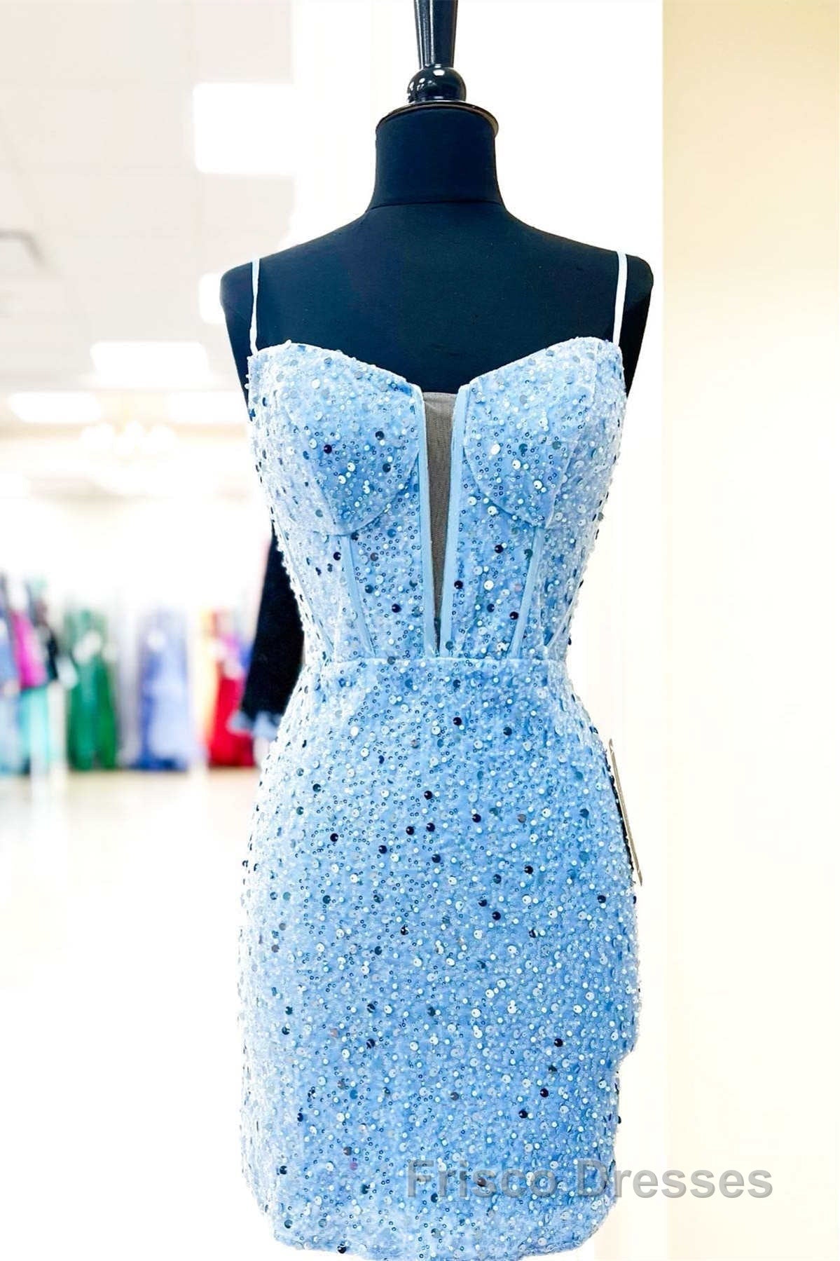 Straps Royal Blue Sequins Bodycon Homecoming Dress Secondary image