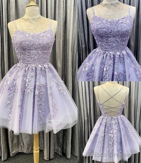 Straps Short Lace Homecoming Dress Dancing Dress