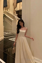 Stunning A Line Spaghetti Straps White Date Night Dress Prom Dresses Birthday Party Outfit