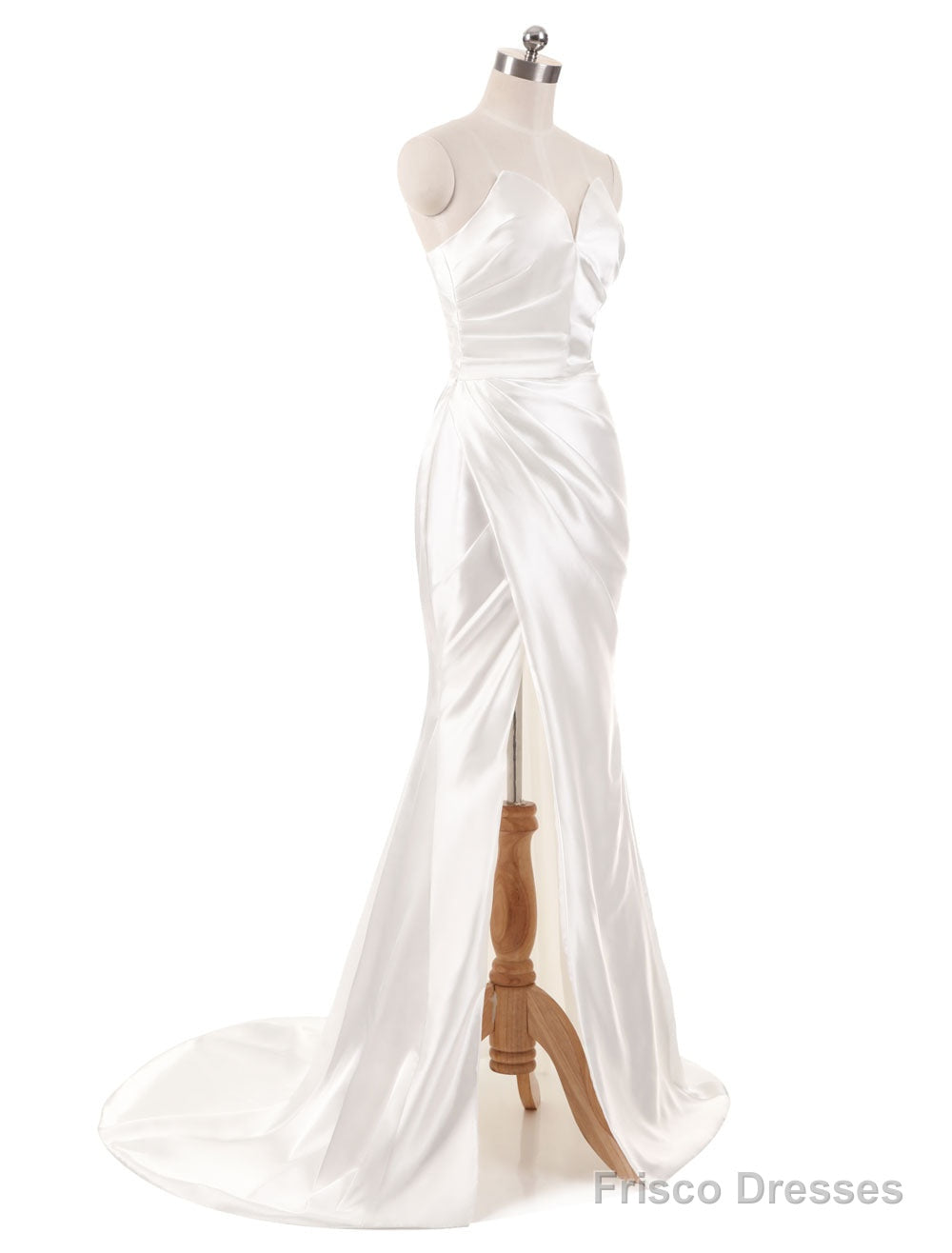 Stunning Ivory Wedding Dresses Strapless Mermaid Evening Dresses V Neck Sleeveless Split Beach Bridal Gown With Court Train