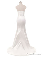 Stunning Ivory Wedding Dresses Strapless Mermaid Evening Dresses V Neck Sleeveless Split Beach Bridal Gown With Court Train