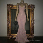 Stunning Long Halter Spaghetti Straps Sequined Mermaid Prom Dress